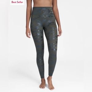 Spanx Faux Leather Green Camo Leggings